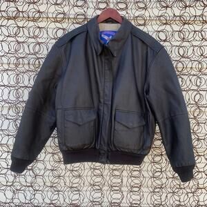 Vintage Airborne Air Force Leather bomber jacket chocolate MEDIUM